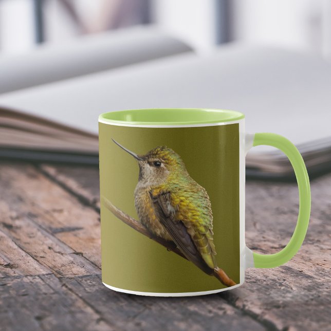 Caneca O beija-flor de Anna em Scarlet Trumpetvine (Anna's Hummingbird on the Trumpetvine 11 oz Coffee Mug Cover Photo.)