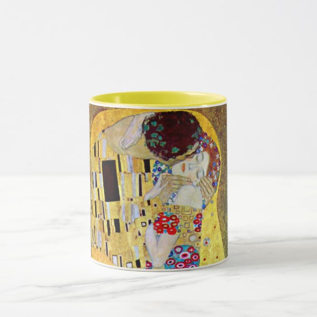 Caneca O Beijo de Gustav Klimt, Vintage Art Nouveau (Centro)