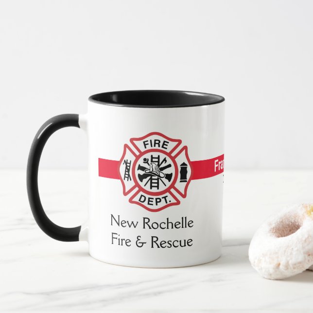 Caneca O Bombeiro Emblem Fire Department  (Com Donut)