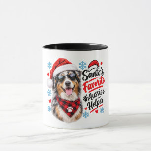 Caneca O Cachorro de Natal Pastor Australiano Favorito do