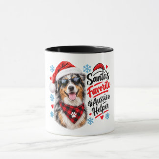 Caneca O Cachorro de Natal Pastor Australiano Favorito do