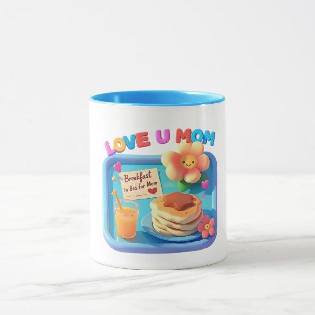 Caneca O café da manhã na cama te ama Dia de as mães mãe (Centro)