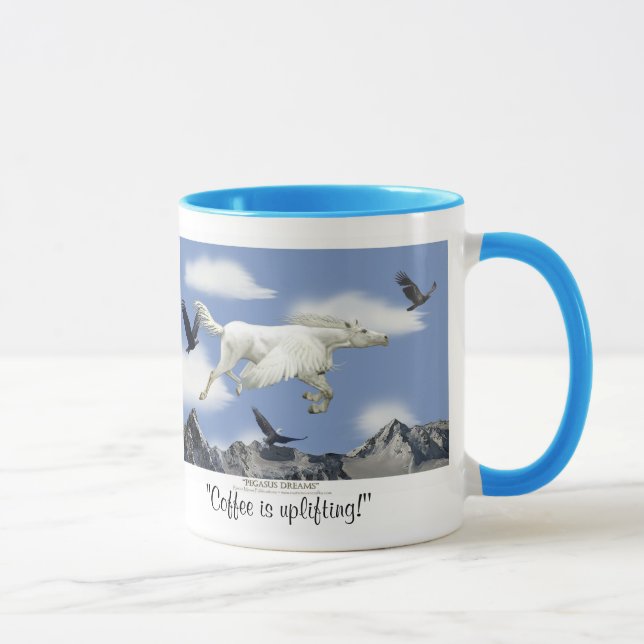 Caneca O CAFÉ ESTÁ A UPLIFICAR! Pegasus Fantasy Bebendo M (Direita)