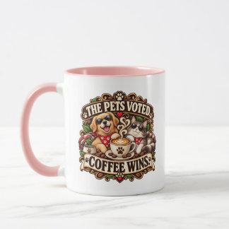 Caneca O Café Venceu, Os Pets Aprovaram Presente Para Ama