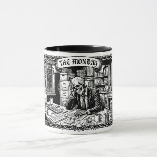 Caneca O Cartão de Tarot de segunda-feira | Esqueleto Cor