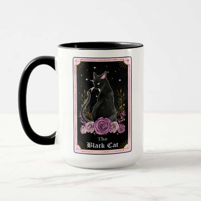 Caneca O Cartão Preto De Tarô Rosa Tinchado Celestial (Esquerda)