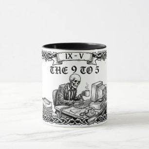 Caneca O Cartão Tarot 9 to 5 Esqueleto Corporativo Engr