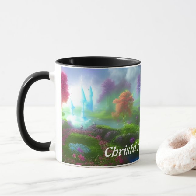 Caneca O chá de manhã de Christa personalizável (Com Donut)