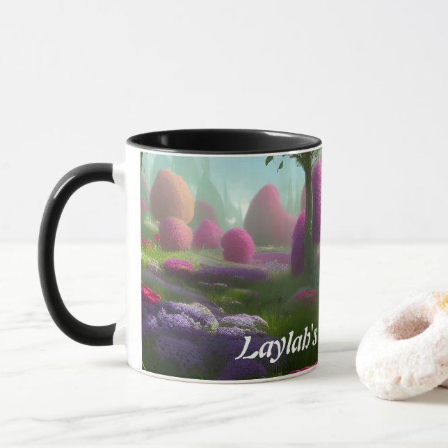 Caneca O chá de manhã de Laylah personalizável (Com Donut)