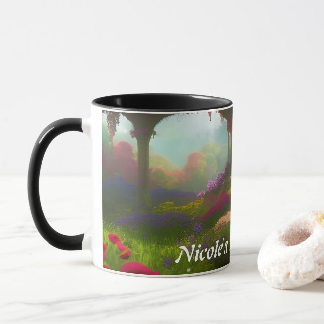 Caneca O chá de manhã de Nicole personalizável personaliz (Com Donut)