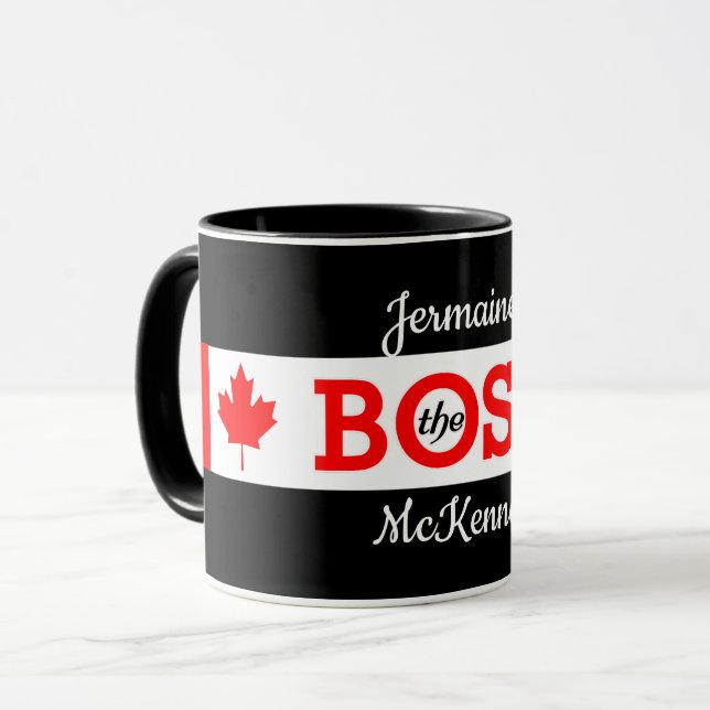 Caneca O chefe com o maple canadense e seu nome (Frente Esquerda)