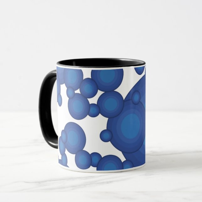 Caneca O círculo de estilo do ano Blue 70's (Frente Esquerda)