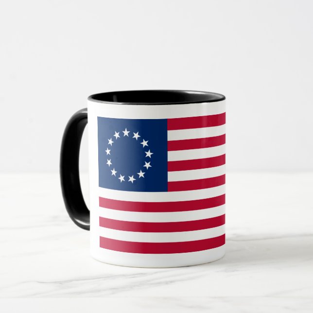 Caneca O Círculo de Estrelas, Bandeira Americana por Bets (Frente Esquerda)