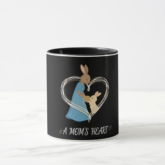 Caneca O Coração de uma Mãe | Ilustrações Fofas de Mãe e  (Centro)