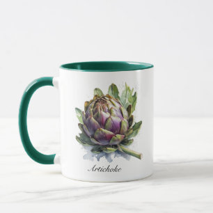 Caneca O Coração do Jardim: Alcachofra em Aquarela