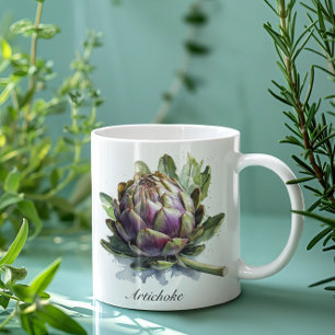 Caneca O Coração do Jardim: Artichoke em Aquarela