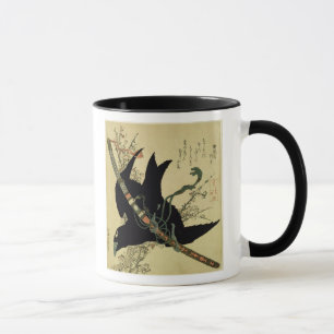 Caneca O corvo pequeno com a espada do clã de Minamoto