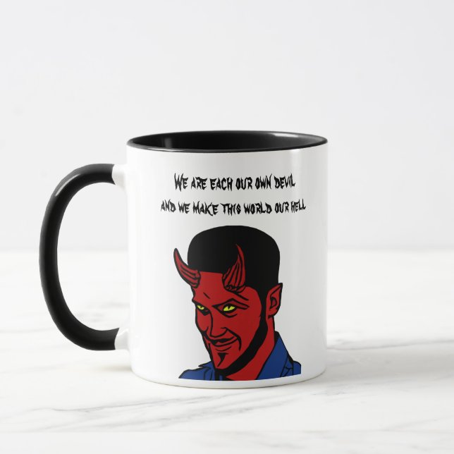 Caneca O Demônio Vermelho Lúcifer O Inferno cita Arte (Esquerda)