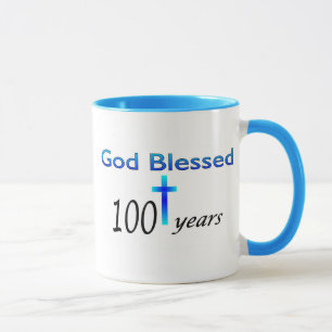 Caneca O deus abençoou 100 anos de presente de