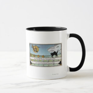 Caneca O Dia das Bruxas GreetingCat na cerca