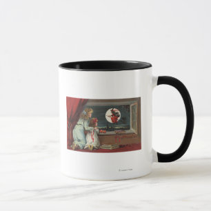 Caneca O Dia das Bruxas GreetingWitch da janela