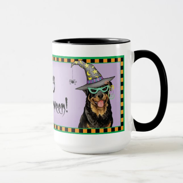 Caneca O Dia das Bruxas Rottweiler (Direita)