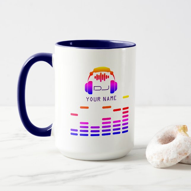 Caneca O DJ preto e branco denomina Miami colorido (Com Donut)