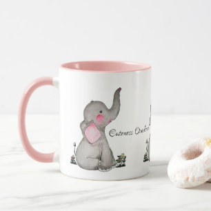 Caneca O elefante bonito do bebê da aguarela com cora &