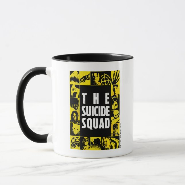 Caneca O Esquadrão Suicida | Blocos de Ícones Amarelo e P (Esquerda)