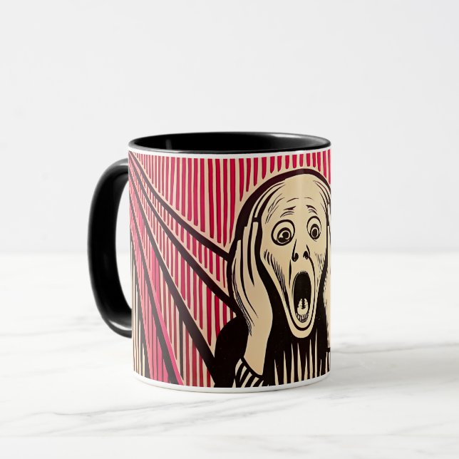 Caneca O estilo de ilusão óptica do BAUHAUS MUNCH do Grit (Frente Esquerda)