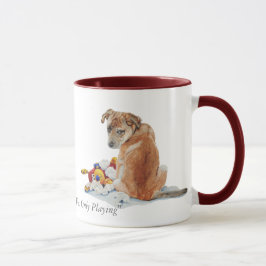 Caneca O filhote de cachorro bonito misturou a raça com a