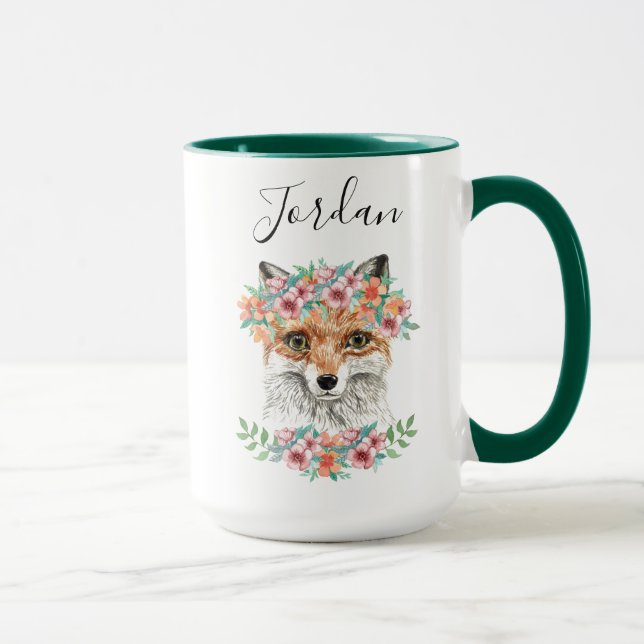 Caneca O Fox floral | adiciona seu nome (Direita)