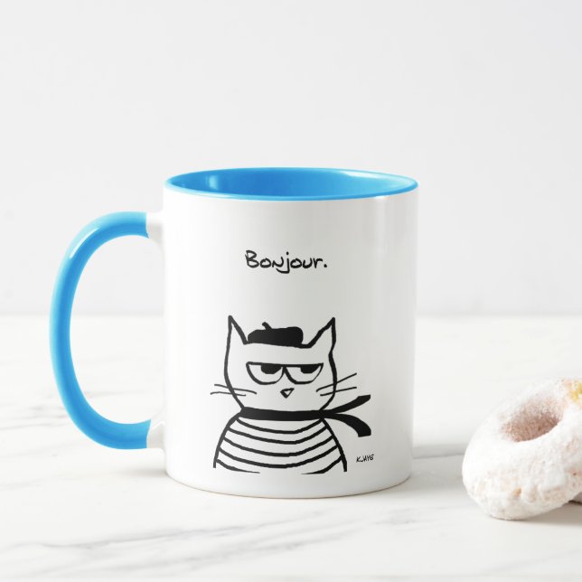 Caneca O gato irritado é tão muito francês (Com Donut)