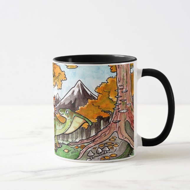 Caneca O gato monta um dinossauro (Direita)