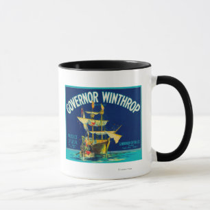 Caneca O governador Winthrop Apple etiqueta (azul) -