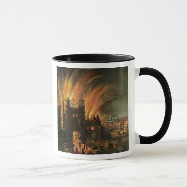 Caneca O grande fogo de Londres (em setembro de 1666) com (Direita)