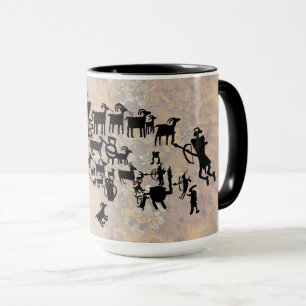 Caneca O grande painel do Petroglyph da caça