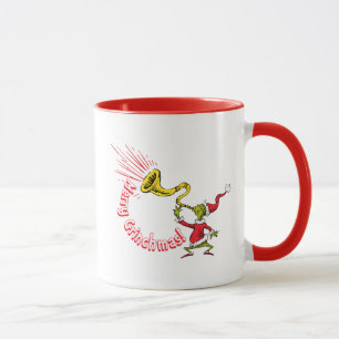 Caneca O Grinch Tocando a Corneta do Grinchmas Alegre