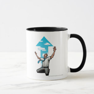 Caneca O homem de negócios que ajoelha-se, seta assina