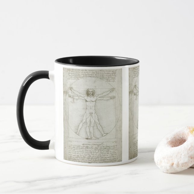 Caneca O Homem Vitruviano de Leonardo da Vinci (Com Donut)