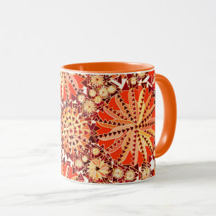 Caneca O impressão tribal da mandala, oxida laranja e