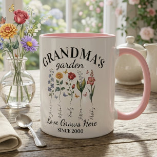 Caneca O Jardim da Vovó Flores de Nascimento O Amor Cresc