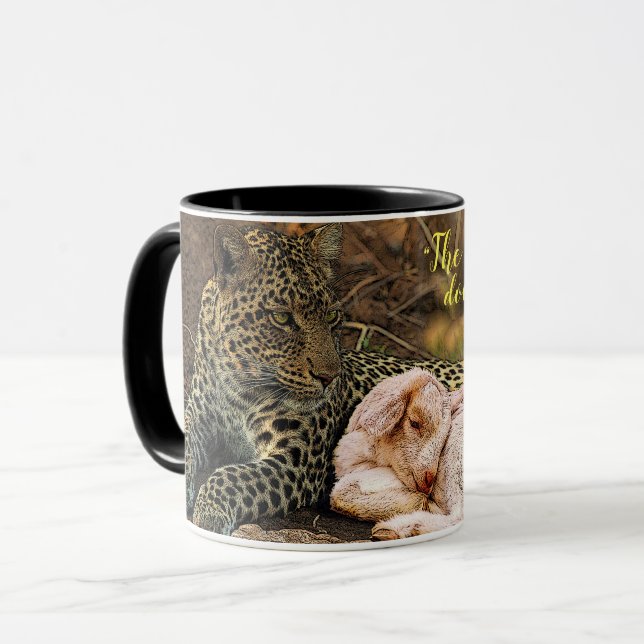 Caneca "O leopardo morrerá para baixo com o miúdo " (Frente Esquerda)