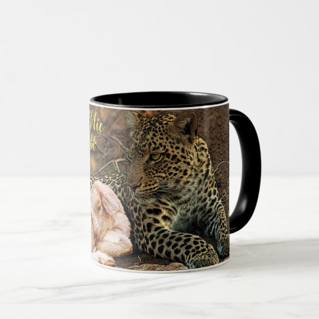Caneca "O leopardo morrerá para baixo com o miúdo " (Frente Esquerda)