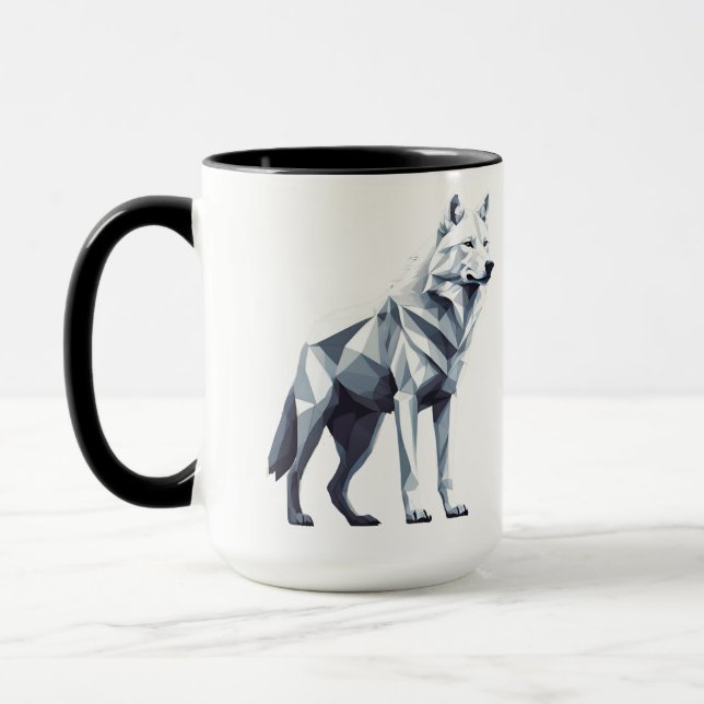 Caneca O Lobo Branco: Elegância na Geometria (Esquerda)