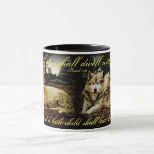 Caneca "O lobo residirá com o cordeiro" que estabelece