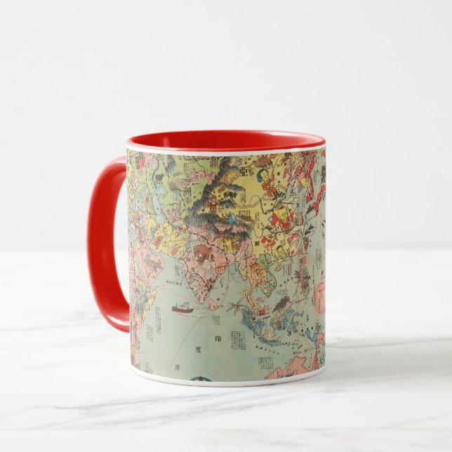 Caneca O mapa mundial à primeira vista - rotas aéreas mun (Frente Esquerda)
