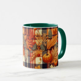 Caneca O Mapeador de Pumpkins deixa Xadrezes de outono
