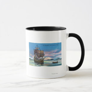 Caneca O Mayflower que aterra em 1620 a cena