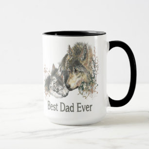 Caneca O melhor animal AR da aguarela do lobo do pai